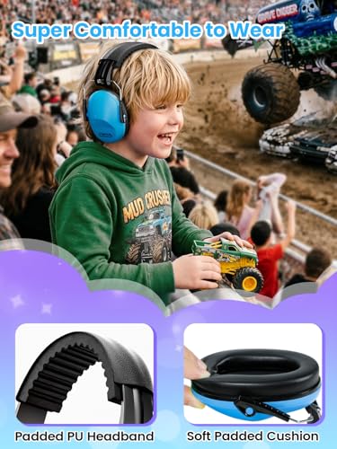 Dr.meter Noise Cancelling Headphones for Kids: Toddler Ear Protection Muffs - color: Blue