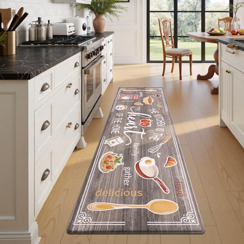 Yamaziot 24"x 94" Anti Fatigue Kitchen Rug, Non-Slip Cushioned Floor Mat - color: Brown, size: 24"x 94"