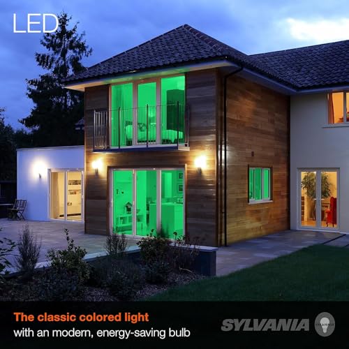 LEDVANCE Sylvania LED Green Glass Filament A19 Light Bulb, Efficient 4.5W, 40W Equivalent, Dimmable, E26 Medium Base - 1 Pack (40303) - color: Green, size: 1 Count (Pack of 1)
