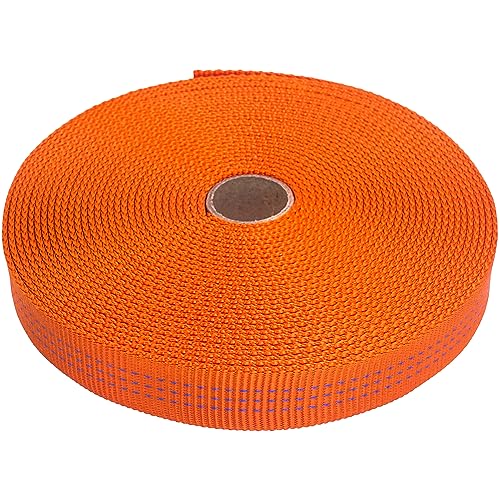 GM CLIMBING 1 inch Nylon Tubular Webbing Tape CE UIAA Certified 4000lb Heavy Duty for Climbing Rescue Rope Works Survival Outdoor General Purposes - color: Orange, size: 100 ft