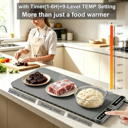 Food Warming Mat Small and Portable Soft Food Warmers for Home 120V - size: Grey-15*16-Small
