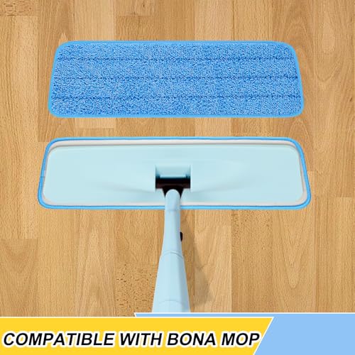 8 Pack 16.5 inch Reusable Mop Pads Microfiber Spray Mop Replacement Heads for Wet/Dry Mops Compatible with Bona Floor Care System - color: Blue Mop Pads
