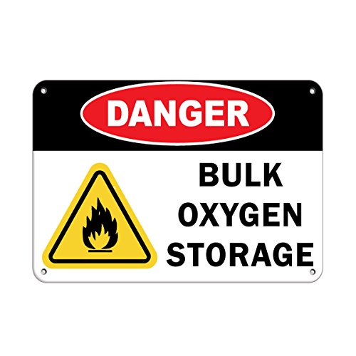 Danger Bulk Oxygen Storage Hazard Sign Flammable Label Vinyl Decal Sticker Kit OSHA Safety Label Compliance Signs 8"
