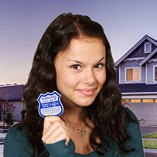 Psyfer® (Fade-Free) 6 Pack - Small Alarm Security Outdoor UV Window Stickers [Made in USA] - color: Blue & White