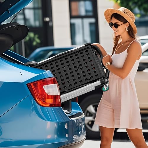 200LBS Collapsible Shopping Cart with 2 Storage Crates, 8-in-1 Portable Foldable Utility Cart with Foot Brake for Picnic, Supermarket, Grocery, Office, Outdoor, Blue - color: Navy Blue