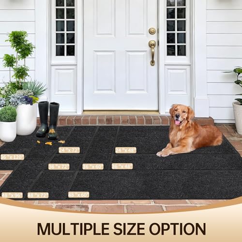 Amyracel Front Door Mat 3'x6', Heavy Duty Waterproof Indoor Outdoor Doormat - color: Black Double Stripe, size: 6' x 3' (Rectangular)