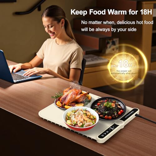 Small Warming Mat for Food 15"x16" - 9-Level Temp Control 120V - size: Beige-S 15*16in
