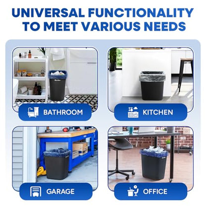 PLASTIC PRINCE 28 Quart Trash Can, Black Plastic Rectangular 7 Gallon Wastebasket for Kitchen Bathroom Office, 28 qt Garbage Can Fits Under Desk Cabinet Sink, Pack of 2 - color: Black