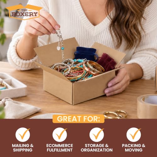 The Boxery 5"x5"x3" Corrugated Cardboard Boxes 50-Pack - size: 5 x 5 x 3"