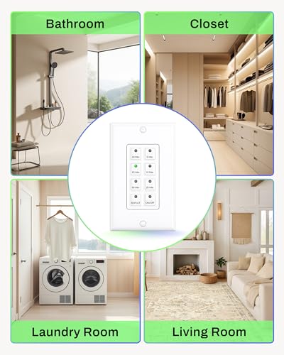 BN-LINK Bathroom Fan Timer Switch for Exhaust Fan Lights Heaters, 1 Pack - size: Preset (5-10-20-30-45-60mins)