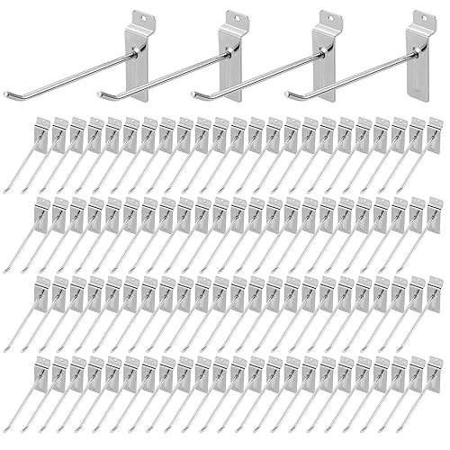 Polmart 8" Heavy Duty Slatwall Panel Hooks, Silver (96-Pack, 8-inch) - size: 8 Inch
