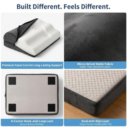 Foot Rest for Under Desk at Work, Ergonomic Footrest Stool, 3 Adjustable Heights Foam Cushion Pillow for Leg & Feet Support, Non-Slip Washable Cover for Office Gaming Chairs, Computer Desk, Home, Car