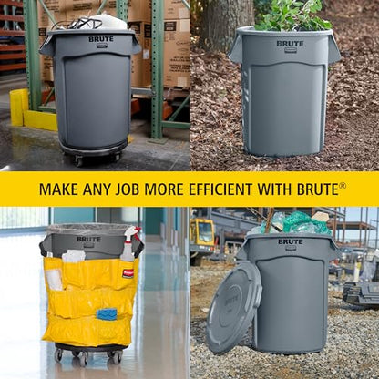 Rubbermaid Commercial Products BRUTE Heavy-Duty Round Trash/Garbage Can, 32-Gallon, Black, Waste Container Home/Garage/Bathroom/Outdoor/Driveway - color: Black, size: 32 Gallon