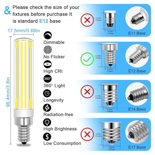 Dimmable E12 LED Bulbs 120W 150W Equivalent, C7 1500LM 6000K Daylight White - color: Daylight White 6000k