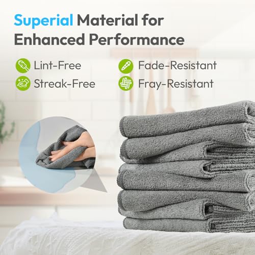 Microfiber Cleaning Cloth, Gray, 24 Pack - color: Gray
