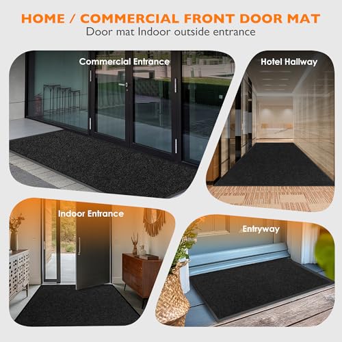 koloko 2ft x 6ft Durable Dirt Trapper Front Door Mat Outside Entrance - color: Black Pebble, size: 2 FT x 6 FT