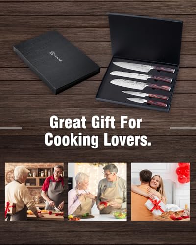 PAUDIN 5-Piece Chef Knife Set, Ultra Sharp Kitchen Knives