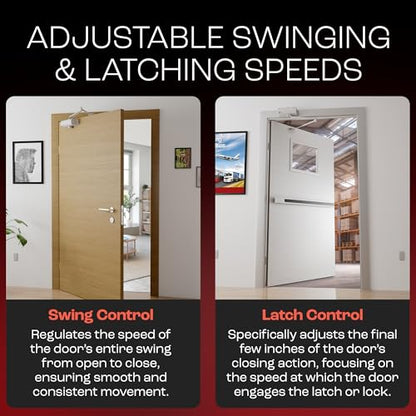 PrimeWare DC-300 Adjustable Automatic Door Closers for Home | Soft Close, No Slam | Residential and Commercial Door Closer | Level 3 | for Doors Weighing 90-140 lbs | Hydraulic Door Spring - White - size: Level 3, style: White