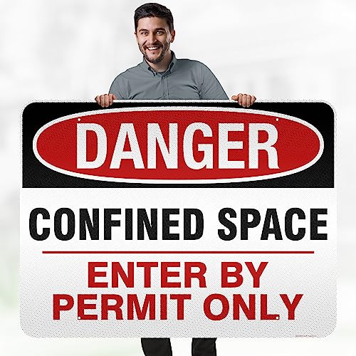 Danger Confined Space Enter By Permit Only Sign, 36x48 Inches, Reflective, - size: 36x48 - DiBound Reflective