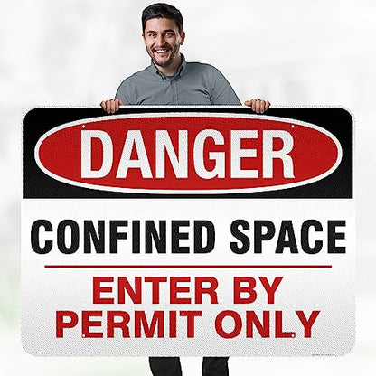 Danger Confined Space Enter By Permit Only Sign, 36x48 Inches, Reflective, - size: 36x48 - DiBound Reflective