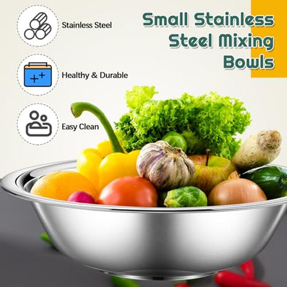 Tioncy 30 Pack Small Stainless Steel Mixing Bowls, 3/4 Quart Prep Bowl