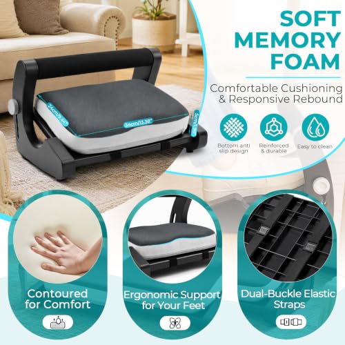 5-Level Adjustable Foot Rest Under Desk, Ergonomic Footrest with Removable Memory Foam and Massage Nodules, Sturdy Office Foot Stool and Leg Support for Work & Home, Non-Slip Base, Black