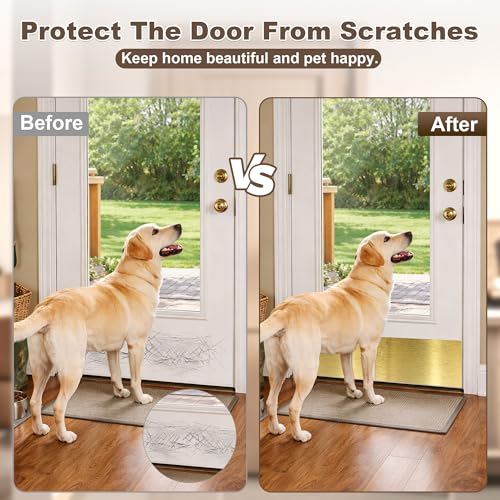 2 PCS 8" x 16" Brushed Door Kick Plate, Self-Adhesive, Rounded Corners - color: Brushed Gold, size: 8"x16"