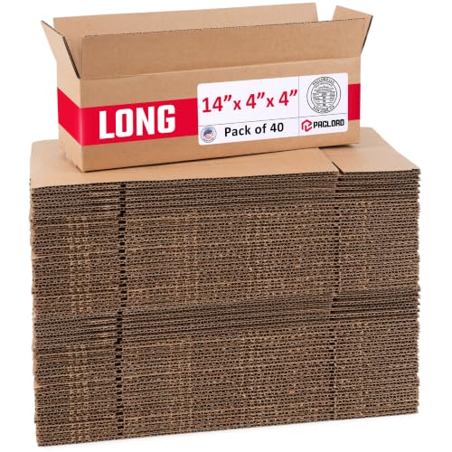 Long Cardboard Boxes 14"L x 4"W x 4"H (Pack of 40) - USA-Made Packing Boxes for Moving, Shipping, or Storage - USPS, UPS, FedEx Approved - Professional Packing Supplies for Moving - color: Pack of 40, size: Long 14x4x4"