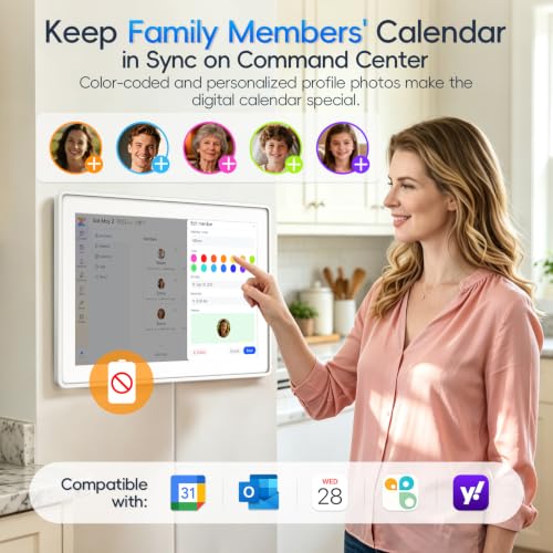 Kinstone 15.6" Digital Calendar, No Subscription Smart Calendar - White
