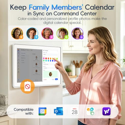 Kinstone 15.6" Digital Calendar, No Subscription Smart Calendar - White