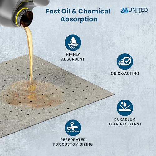Oil Absorbent Pads – Heavy-Duty 15"x18" & 7.5"x18" Meltblown Polypropylene Mats | Tear-Resistant, Hydrophobic, Reusable, Fast Oil Cleanup for Automotive, Marine & Industrial Use (100, 7.5in x 18in) - size: 7.5in x 18in