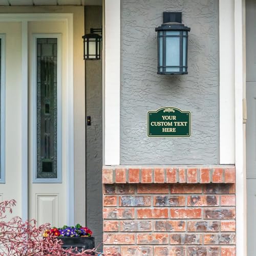 Custom Decorative Sign, Personalized Metal Sign for Business, Driveway, Home, Office Door Plaque, Green Background Sign 7x10 Inches, ACM, Made in USA by Sigo Signs - color: Green Background, size: 10x7