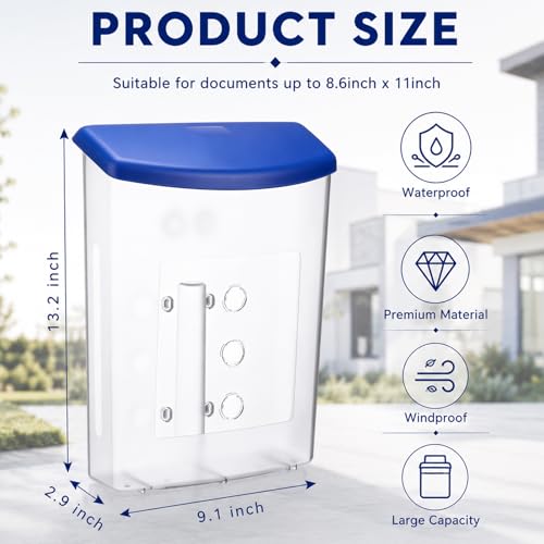 Menkxi 3 Pcs Estate Brochure Box Wall Mount Waterproof Flyer Holder, Blue - color: Blue