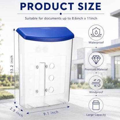 Menkxi 3 Pcs Estate Brochure Box Wall Mount Waterproof Flyer Holder, Blue - color: Blue