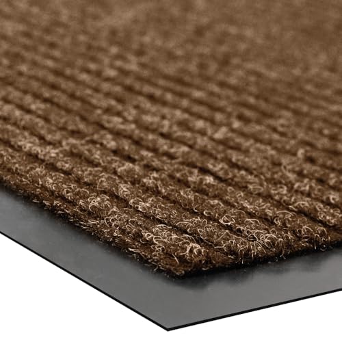 UNIMAT Traffic Guard Door Mat, 3´x 5´, Heavy Duty Waterproof Doormat, Stain and Fade Resistant Welcome Mats, Durable Rubber Backing, Low Pro le Entryway Rug, Shoe and Boot Scraper, Brown