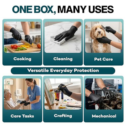 Disposable Black Nitrile Gloves X Small 50 Count - Extra Thick 4.5 Mil - Powder and Latex Free Rubber Gloves - Surgical Medical Exam Gloves - Food Safe Cooking Gloves - size: X Small