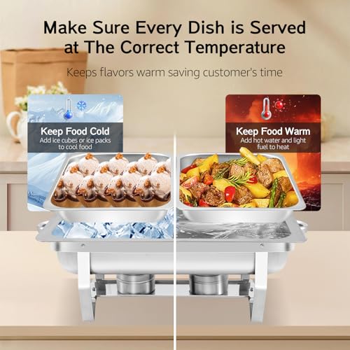 Chafing Dish for Buffet, 4 Pack 9QT Stainless Steel Chafing Servers Food Warmer Set with 8 Half Size Food Pan for Kitchen Party Banquet Dining, Silver - size: 4 Pack Silver