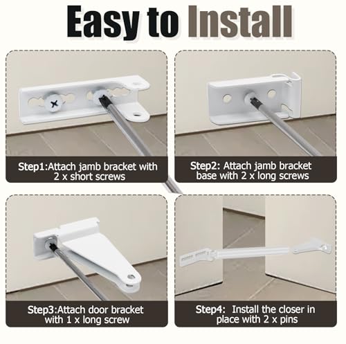 Biaungdo White Reinforced Storm Door Closer Bracket Kit