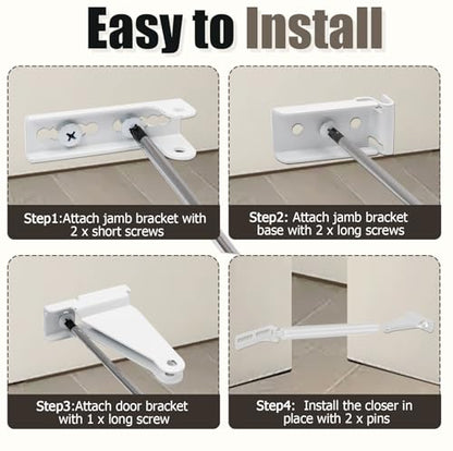 Biaungdo White Reinforced Storm Door Closer Bracket Kit