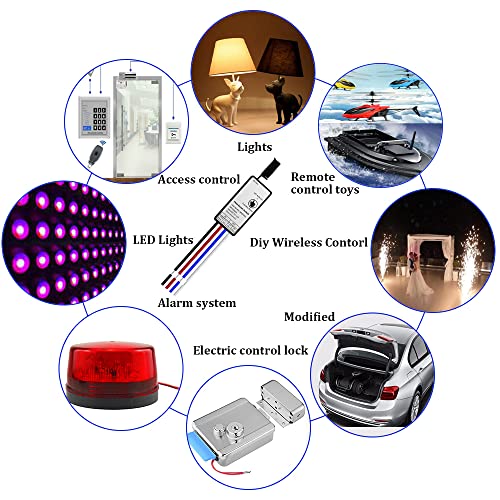 Smart Home 433MHz Universal Mini Wireless RF Remote Control Switch DC 5V 6V 9V 12V Electromagnetic Lock Fingerprint Lock Relay Output Control Module (Latching-1 Switch)