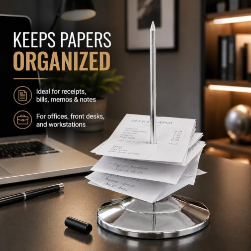 Receipt Holder, Receipt Spike for Restaurants, Stainless Steel Check Spindle Bill Fork with Solid Heavy-Duty Non-Slip Base, Receipt Memo Note Holder for Cafes, Food Trucks, Offices, 1 Pack - style: 1 PACK