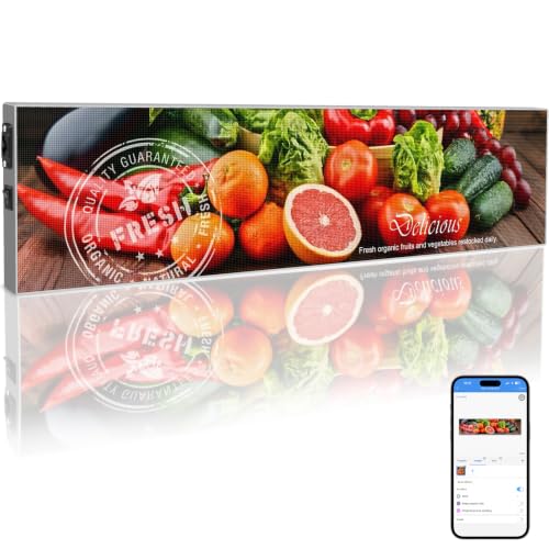 P1.86 Programmable LED Sign for Business, 25.2'' x 6.3'', App Control - size: 25.2" x 6.3" / 640mm