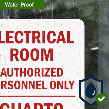 Electrical Room Authorized Personnel Only Bilingual Sign, 10x7 Inches, 4 Mil Vinyl Decal Stickers Weather Resistant, Made in USA by My Sign Center - size: 7x10 Vinyl Sticker