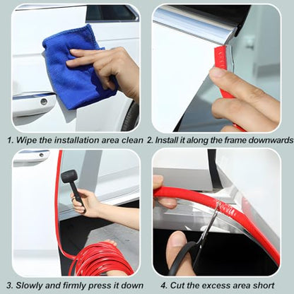 Osilly 33FT PVC U-Shaped Car Door Edge Guards, Red - color: Red, size: Style B-32FT