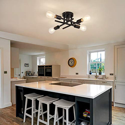ZGLAOJT Semi Flush Mount 4 Light Ceiling Light Matte Black with E26 Base Modern Chandelier for Farmhouse Kitchen Dining Room Bedroom Study Living Room. - color: Black, size: 4-Light