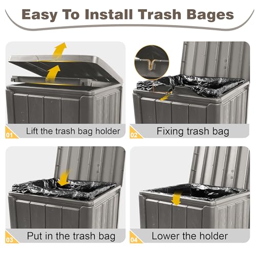 30 Gallon Outdoor Trash Can with Lid, Resin Garbage Can, Gray - color: Gray, size: 30 Gallon