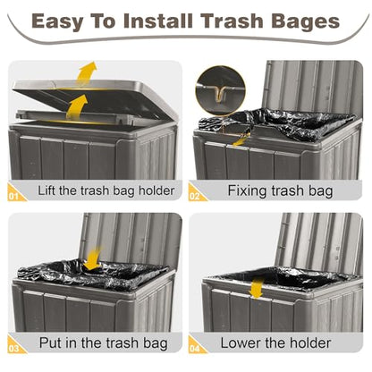 30 Gallon Outdoor Trash Can with Lid, Resin Garbage Can, Gray - color: Gray, size: 30 Gallon
