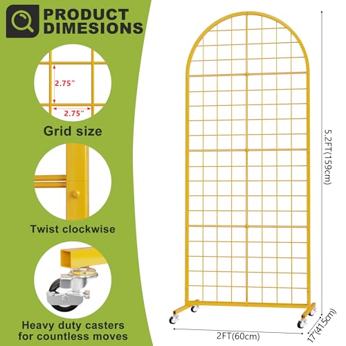 VGMiu Grid Wall Panel 2' x 5.2' FT Metal Grid Display Stand 1PCS Gold - color: Gold, size: 5.2 ft