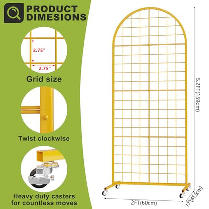 VGMiu Grid Wall Panel 2' x 5.2' FT Metal Grid Display Stand 1PCS Gold - color: Gold, size: 5.2 ft