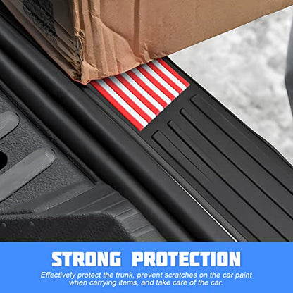 8sanlione Rubber Car Rear Bumper Guard Strip, Black/Red Flag/40.9"x3.5" - color: Black/Red Flag, size: 40.9"x3.5"
